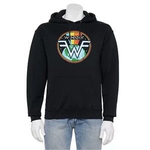 Weezer Band Hoodie Rock Band Graphic Tour Hoodie Black with Logo Men Women Large